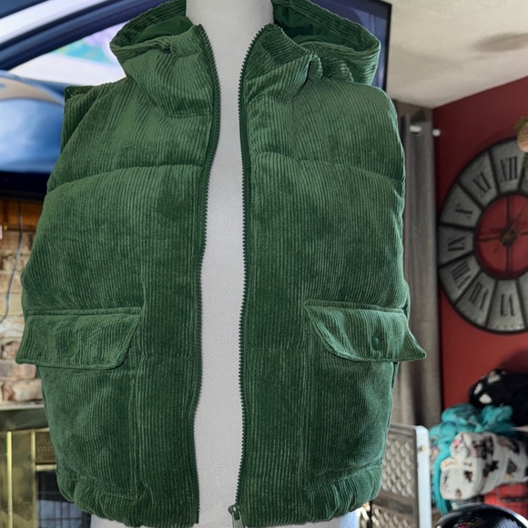 Love Tree Green Corduroy Puffer Vest - Picture 1 of 3